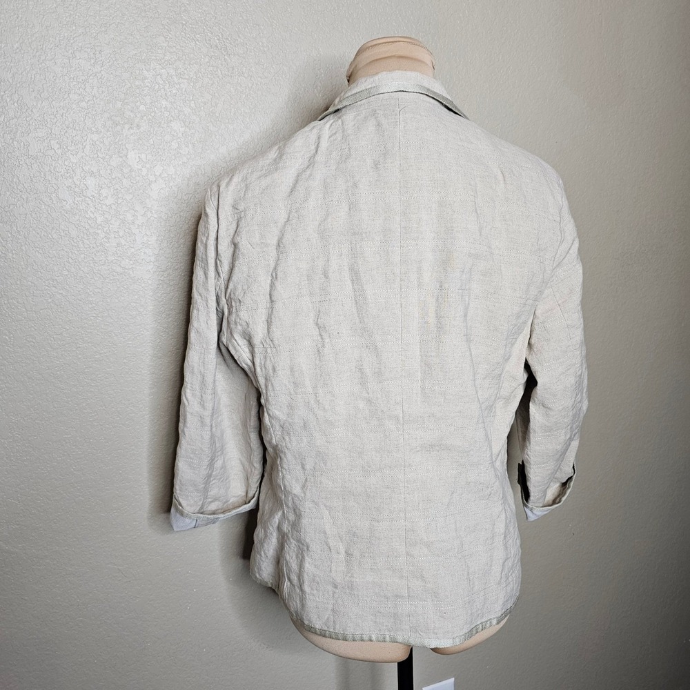 Rene Lezard Tan 100% Linen Quilted Blazer‎ Jacket Made in Germany Size 44 - Picture 5 of 13